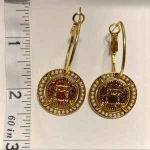 French Baroque Coin Shaped Earrings with pearls Vintage style